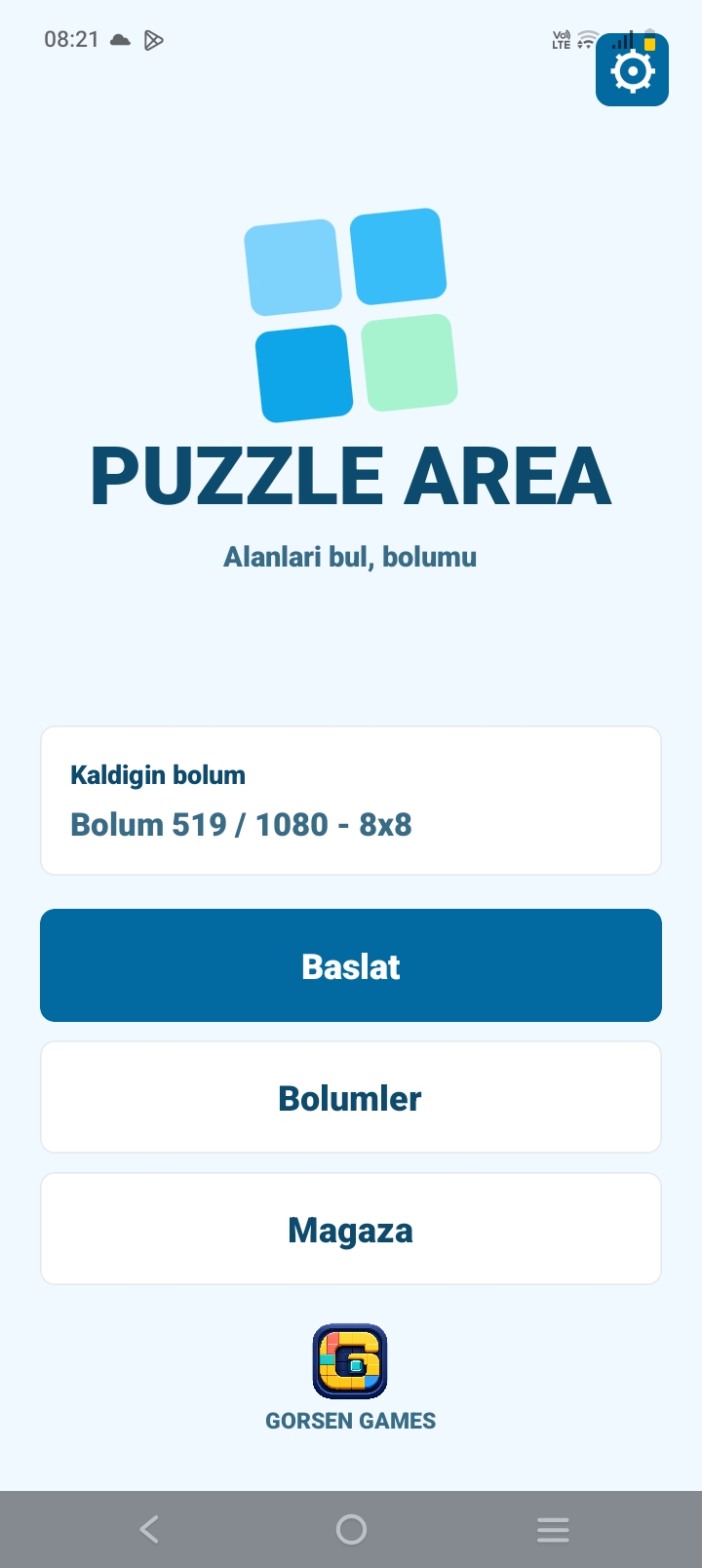 Puzzle Area oyun ekranı